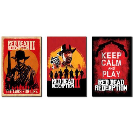 3 Placas Decorativas em mdf Mapa Red Dead Redemption 2
