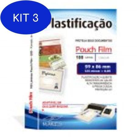 Imagem de Kit 3 Polaseal Crachá Plástico Plastificação 59X86X0,05 125Mic 100