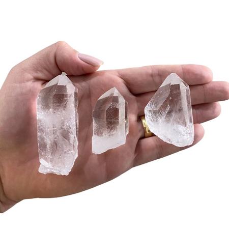 Imagem de Kit 3 pontas brutas pedra cristal quartzo transparente natural