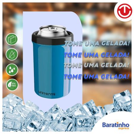 Imagem de Kit 3 Porta Latas Térmico 350ml Azul P/ Cerveja Refrigerante