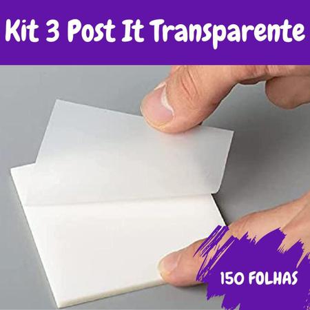 Imagem de Kit 3 Post It Transparente Adesivo À Prova D'Água - Branco