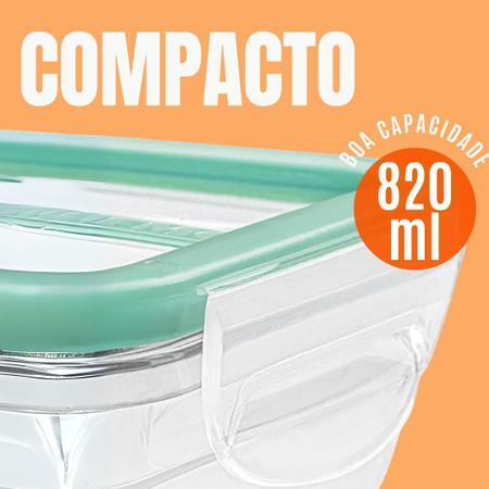 Imagem de Kit 3 Pote Hermético c/Travas Plástico Resistente 800ml Sanremo Tampa Vedação Livre BPA Mantimentos