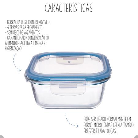 Imagem de Kit 3 Potes Herméticos De Vidro Marmita Vasilha Porta Mantimento Com Tampa Freezer Microondas 520ml