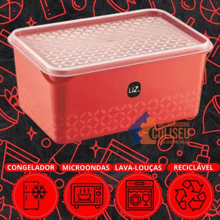 Imagem de Kit 3 Potes Multiuso 1L, 2L e 3 Litros Vermelho UZ