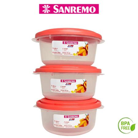 Imagem de Kit 3 Potes Redondo 530ml Plástico Organizador de Alimentos Mantimentos Cozinha Alta Qualidade Sanremo