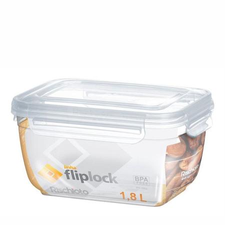 Imagem de Kit 3 Potes Retangulares com travas Fliplock 550ml, 1L, 1,8L