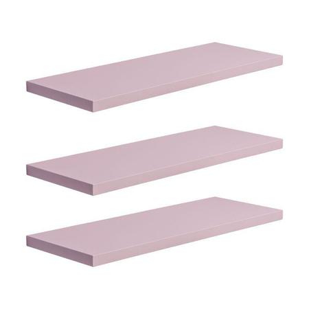 Imagem de Kit 3 Prateleiras 40 x 15cm Rosa Claro Suporte Invisível