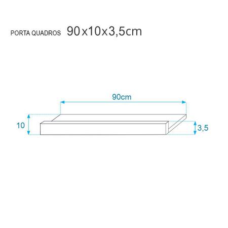 Imagem de Kit 3 Prateleiras Porta Quadros 90 x 10cm Preta Suporte Invisível