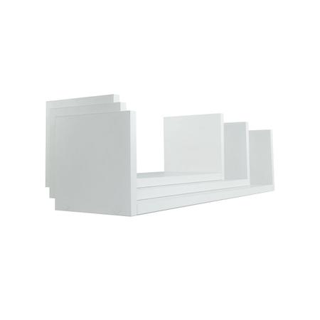 Imagem de Kit 3 Prateleiras U Mdf Branco L=60cm/L=50cm/L=40cm x P15cm x A=150