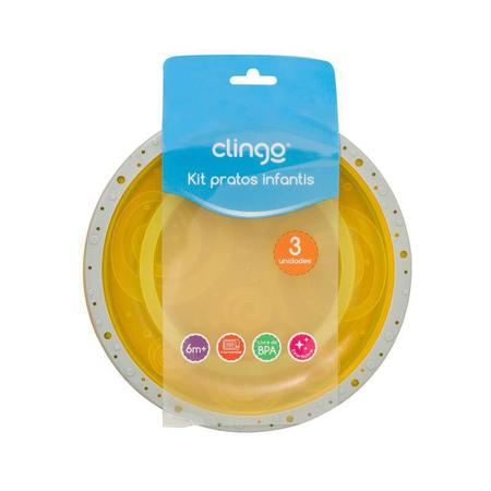 Kit 3 Pratos Colors Borda Silicone - Clingo Imagem de Kit 3 Pratos Colors Borda Silicone - Clingo