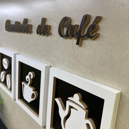 Imagem de Kit 3 Quadros decorativos Cantinho do Café + Frase 3D relevo