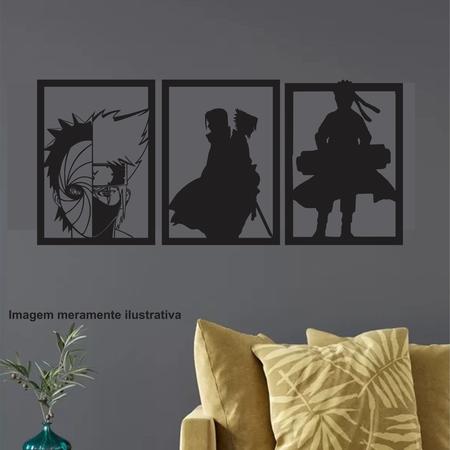 Quadro Decorativo Naruto Sasuke Kakashi Anime Plaquinha Decorativa