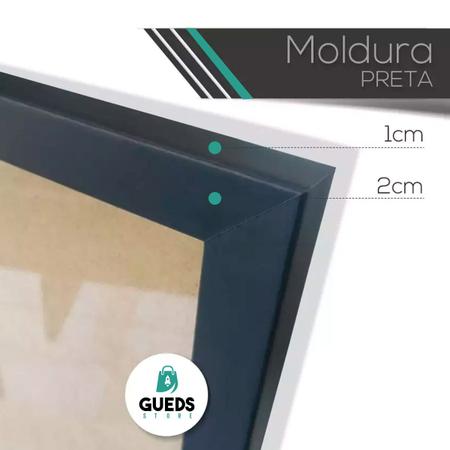Imagem de Kit 3 Quadros Moldura Preta 30x40cm Geométrico Preto Dourado