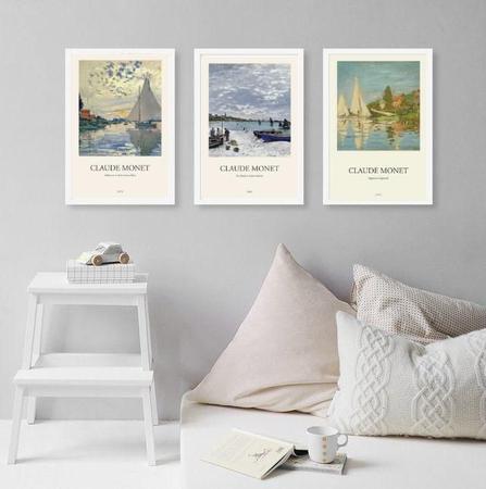 Kit 3 Quadros Monet - Regatas 45X34Cm - Com Vidro - Quadros On-Line Imagem de Kit 3 Quadros Monet - Regatas 45X34Cm - Com Vidro