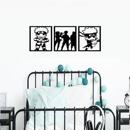 Quadros Decorativos Naruto Desenho Anime Kit 3 Peças