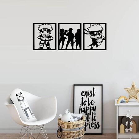 Quadros Decorativos Naruto Desenho Anime Kit 3 Peças