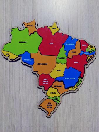 Quebra Cabeça Educativo Mapa Do Brasil Regiões Estados MDF Brinqmutti
