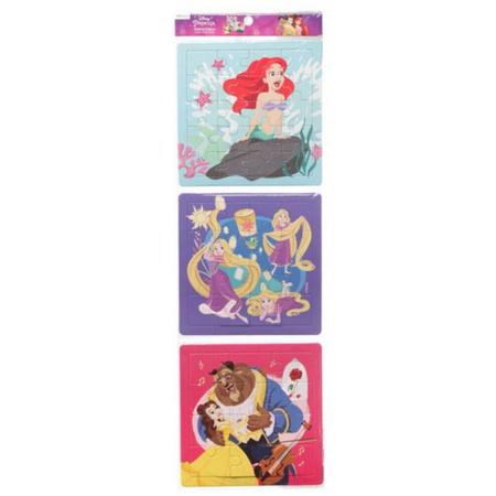 Imagem de Kit 3 Quebra Cabeça Princesa Disney Bela Fera Ariel Rapunzel