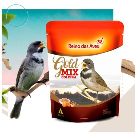 Imagem de Kit 3 Ração Gold Mix Premium Coleira para Pássaros Porte Pequeno 500g