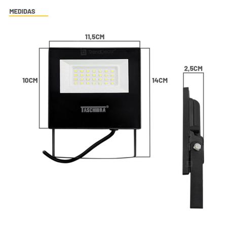 Imagem de Kit 3 Refletores LED Taschibra TR 30 Slim Branco + Sensor de Movimento com Fotocélula Qualitronix QA26M