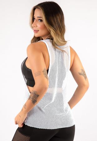 Kit 3 Regata Fitness Telinha Transparente Tule Furadinha Academia