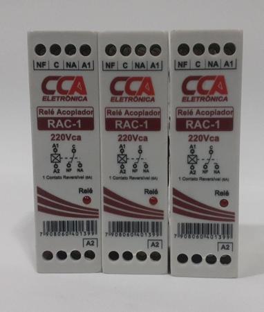 Imagem de Kit 3 relé acoplador 220vca 1na 1nf rac-1 - sku 119