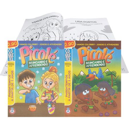 Kit 3 Revista Infantil Picolé Vamos Brincar Passatempos Colorir