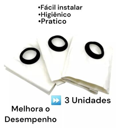 Imagem de Kit 3 Sacos Aspirador Pó Descartáveis Electrolux  A9/ A10 / A10T / A13 / A10 SMART - Black Deckar / Las 1100 e Wap / St10 - Envio em 24hs