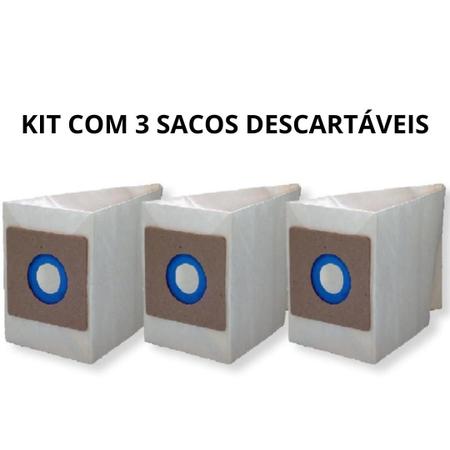 Imagem de Kit 3 Sacos Descartáveis Para Aspiradores de Pó Prático e Higiênico Modelo Mondial Next 1500 - Envio em 24hs