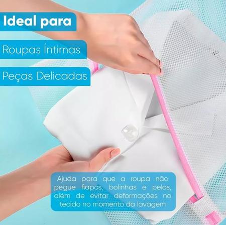 Imagem de Kit 3 Sacos para Lavar Roupas Delicadas Saquinhos 60x50cm Lingerie Lavanderia Lavagem