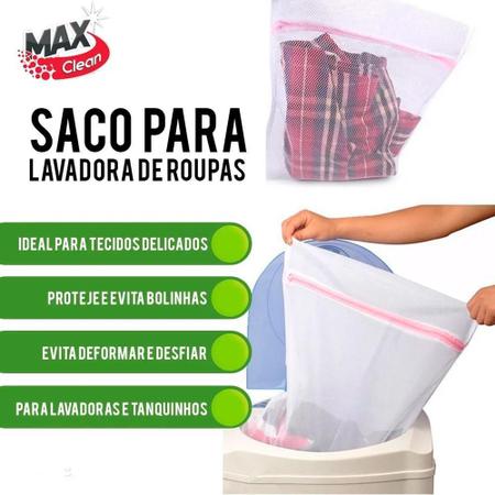 Imagem de Kit 3 Sacos Protetor De Lavar Roupa Para Lavadora 60 X 50 Cm