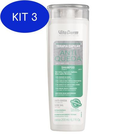 Imagem de Kit 3 Shampoo Anti Queda Vita Derm 200ml