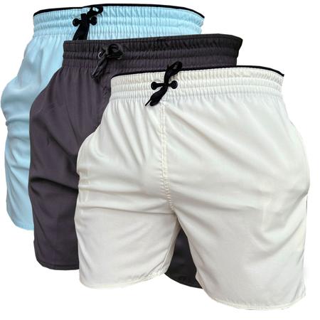 Imagem de Kit 3 Short de Elastano Dry fit Bermuda de Praia Piscina e Academia