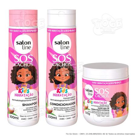 Imagem de Kit 3 SOS Cachos Kids Cabelos Ondulados, Cacheados e Crespos Infantil Shampoo + Condicionador + Máscara Hidratação