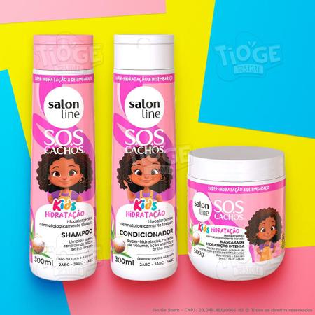 Imagem de Kit 3 SOS Cachos Kids Cabelos Ondulados, Cacheados e Crespos Infantil Shampoo + Condicionador + Máscara Hidratação