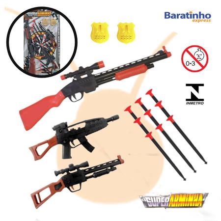 Kit com 4 Arminhas e Relógios Kit Policial de Brinquedo na