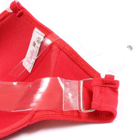 Imagem de Kit 3 Sutiã com bojo liso alça transparente  removível silicone Sem Alças