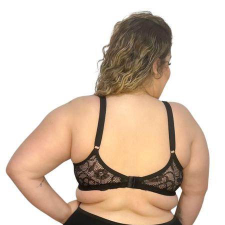 Imagem de Kit 3 Sutiãs de Algodão PLUS SIZE com Renda Sem Bojo Feminino Soutien Rendado Alta Sustentação Reforçado Seios Grandes