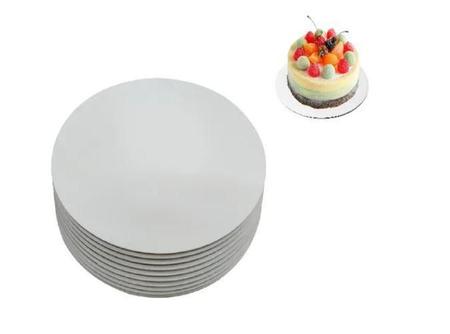 Imagem de Kit 3 Tabuleiros Redondo Para Tortas Bolos Mdf Branco 30Cm