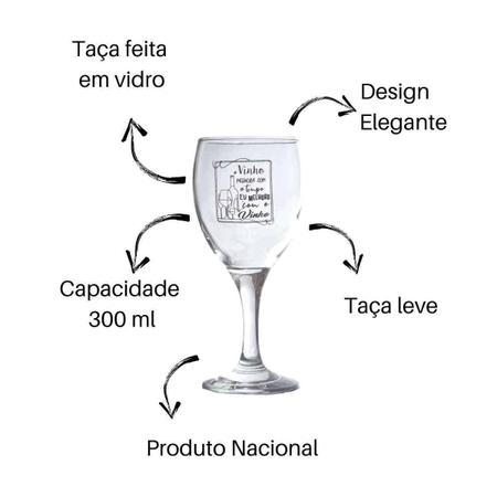 Imagem de Kit 3 Taças De Vidro   Vinho Tinto Com 300 Ml