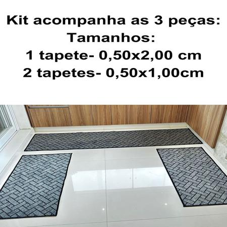 Imagem de Kit 3 Tapetes Para Cozinha Sala Antiderrapante Fácil Limpeza