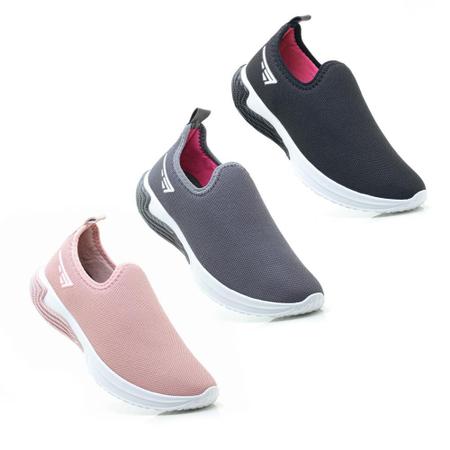 Imagem de Kit 3 Tênis Slip On Esportivo Feminino Academia Caminhada