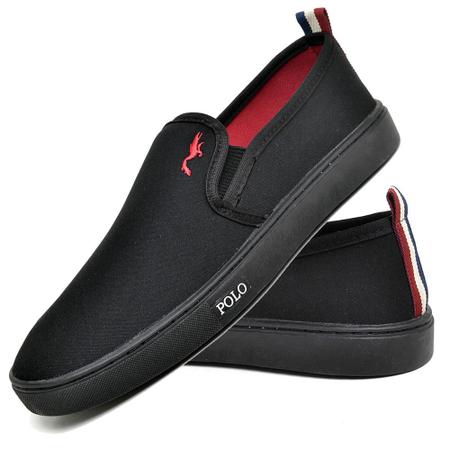 Imagem de Kit 3 Tênis Slip On Masculino Lona + Carteira + Relógio + Cinto + Meia