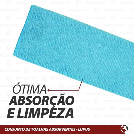 Imagem de Kit 3 Toalhas Pano Microfibra Absorvente Seca Rápido Lupus