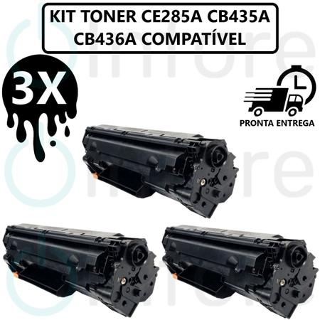 Imagem de KIT 3 Toner Universal Compatível Ce285a cb435a cb436a Para Impressora P1102 P1102w M1132 M1212  M1210