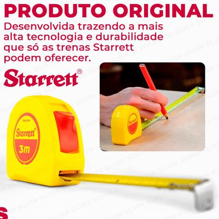 Imagem de Kit 3 Trena De Bolso 3 Metros Profissional Starrett Fita Aço