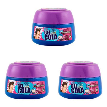 Imagem de Kit 3 Und Gel Capilar Cola Vita Capili Extrema Fixação Azul 180g