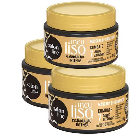 Imagem de Kit 3 Und Máscara Hidratação Salon Line Meu Liso Restauração 300g