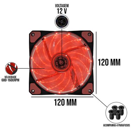 Imagem de Kit 3 Unidades Cooler Fan Led Master Hayom Vermelho