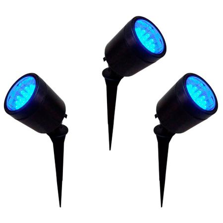 Imagem de Kit 3 Unidades - Espeto de Jardim Preto com 19 Leds Azuis - DNI 6107